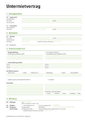 Formular Untermietvertrag